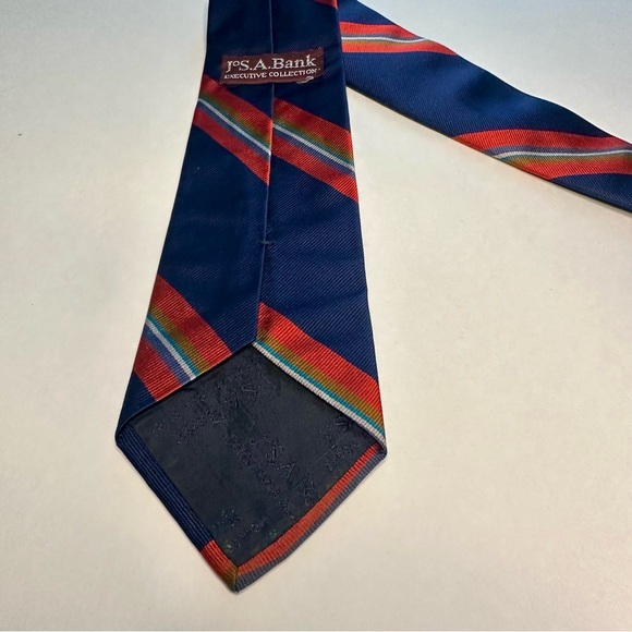 Vintage Jos A. Bank Executive Collection Navy Striped Classic Italian Silk Tie - Picture 4 of 8